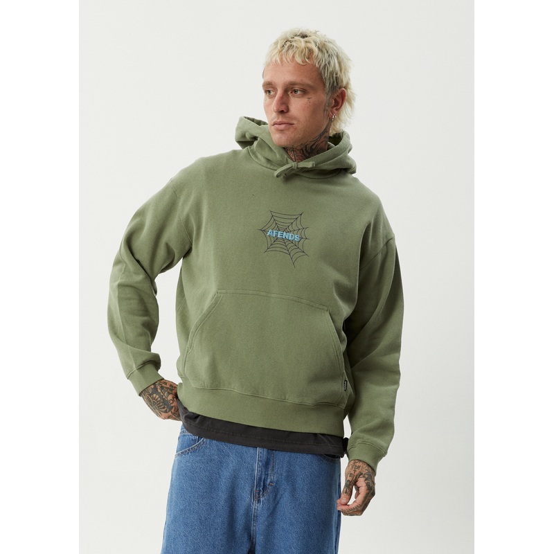 AFENDS Mens Webhead – Hoodie – Oil Green