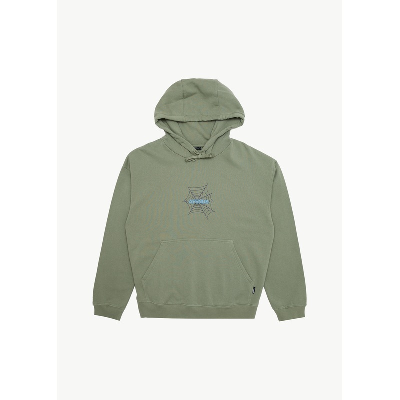AFENDS Mens Webhead – Hoodie – Oil Green