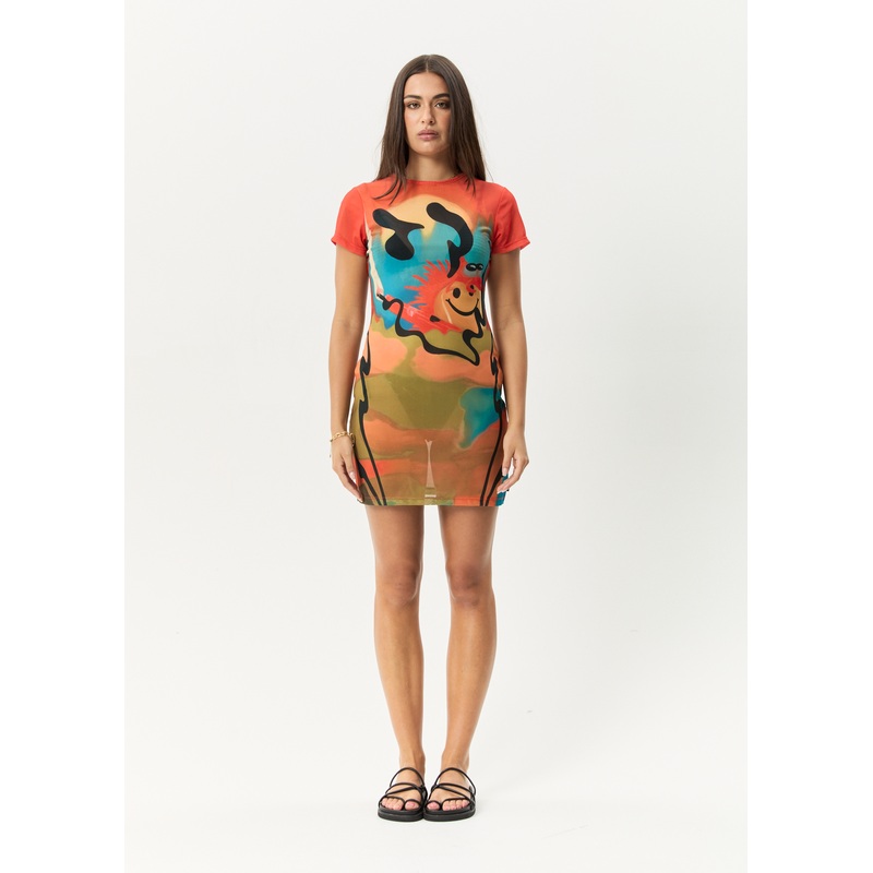 AFENDS Womens Apocalypso – Sheer Mini Dress – Multi