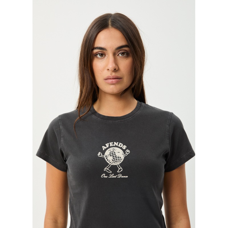 AFENDS Womens Last Dance – Baby Tee – Stone Black