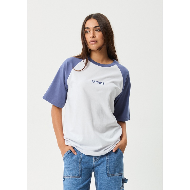 AFENDS Womens Ryan – Oversized Raglan Tee – Marlin