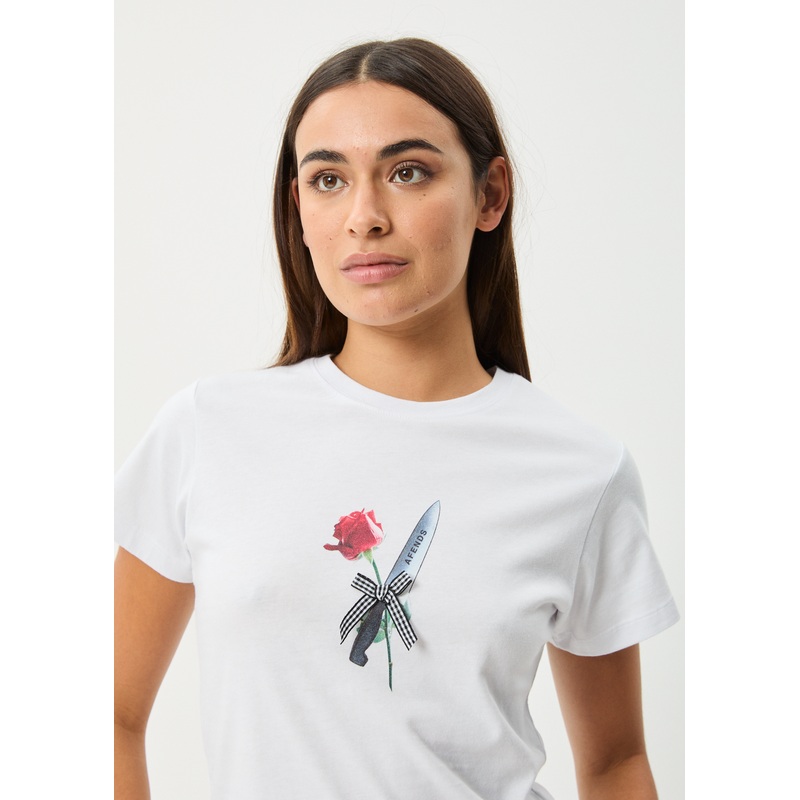 AFENDS Womens Valentine – Baby Tee – White
