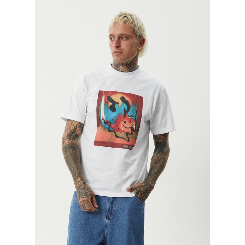 AFENDS Mens Apocalypso – Retro Tee – White