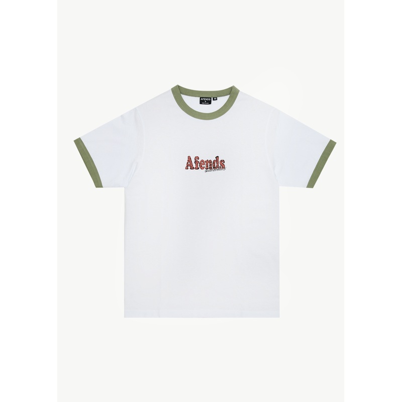 AFENDS Mens Classico – Heavyweight Ringer Tee – White