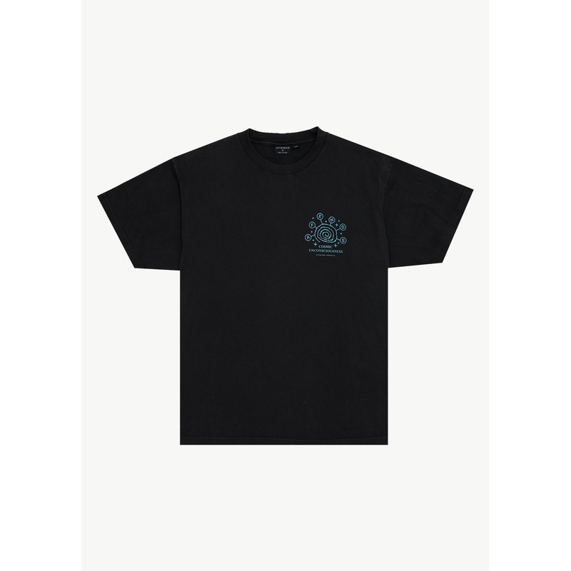 AFENDS Mens Cosmic Con – Heavyweight Boxy Tee – Stone Black