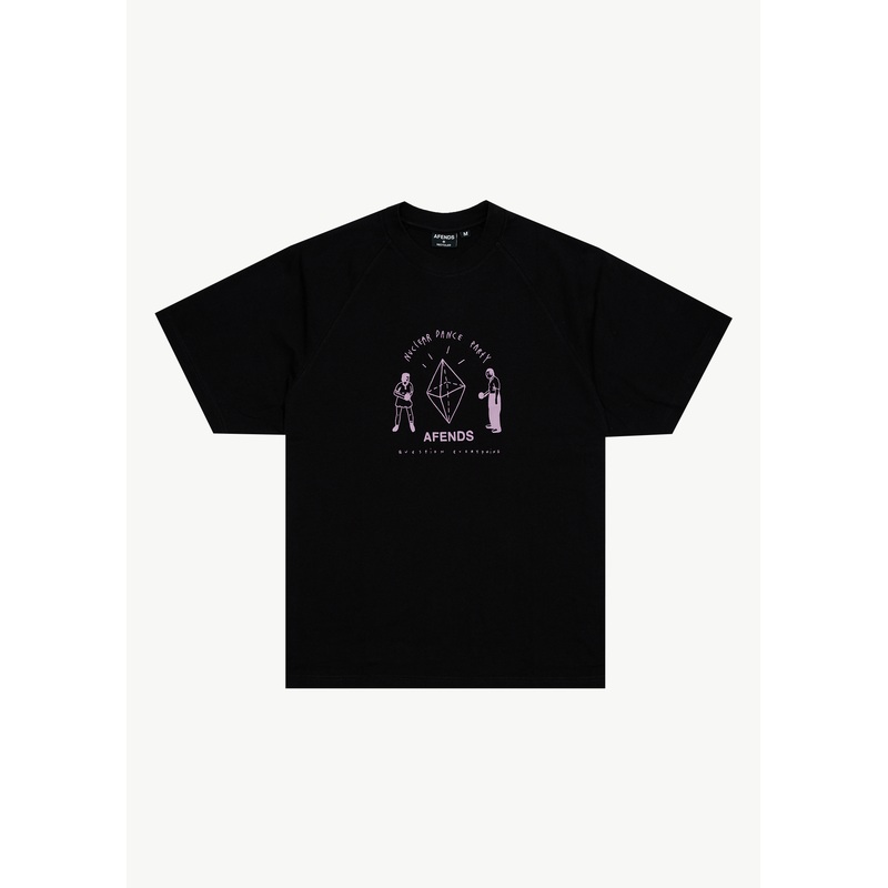 AFENDS Mens Dance Party – Raglan Boxy Tee – Black