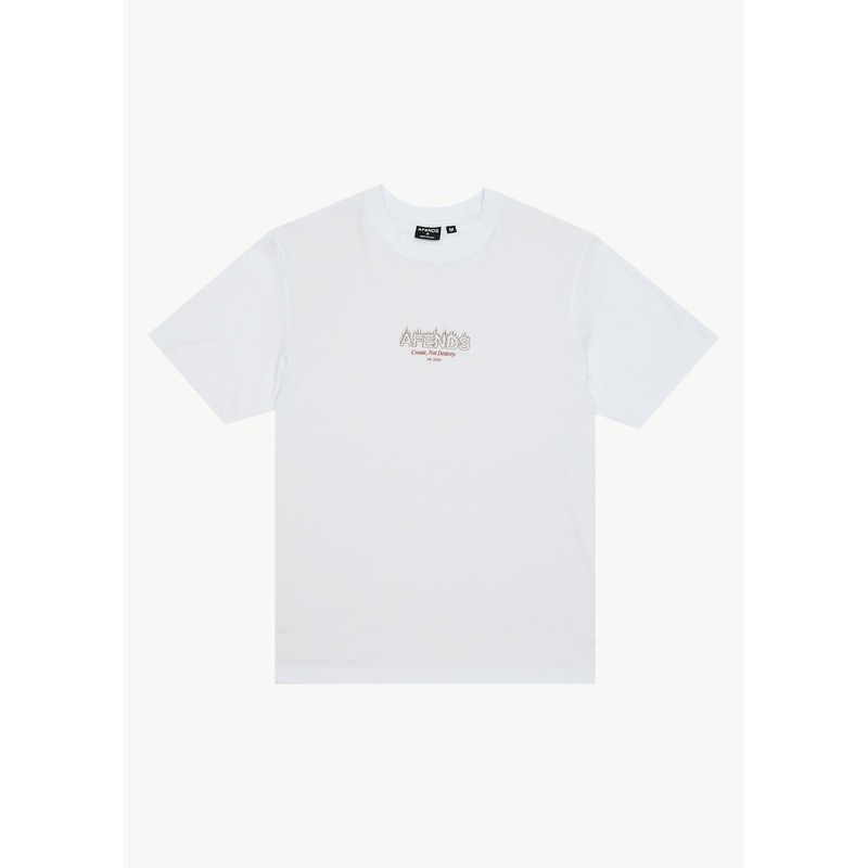 AFENDS Mens Ember – Retro Tee – White