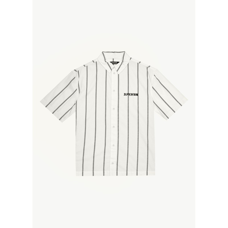 AFENDS Mens Fineline – Short Sleeve Shirt – Limestone