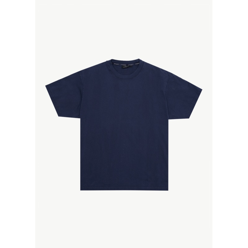 AFENDS Mens Genesis – Heavyweight Boxy Tee – Washed Deep Sea
