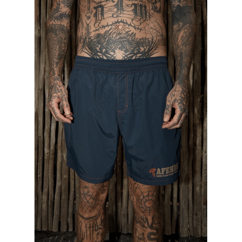 AFENDS Mens Nuts N Bolts – Baywatch Swim Short 18 – Deep Sea