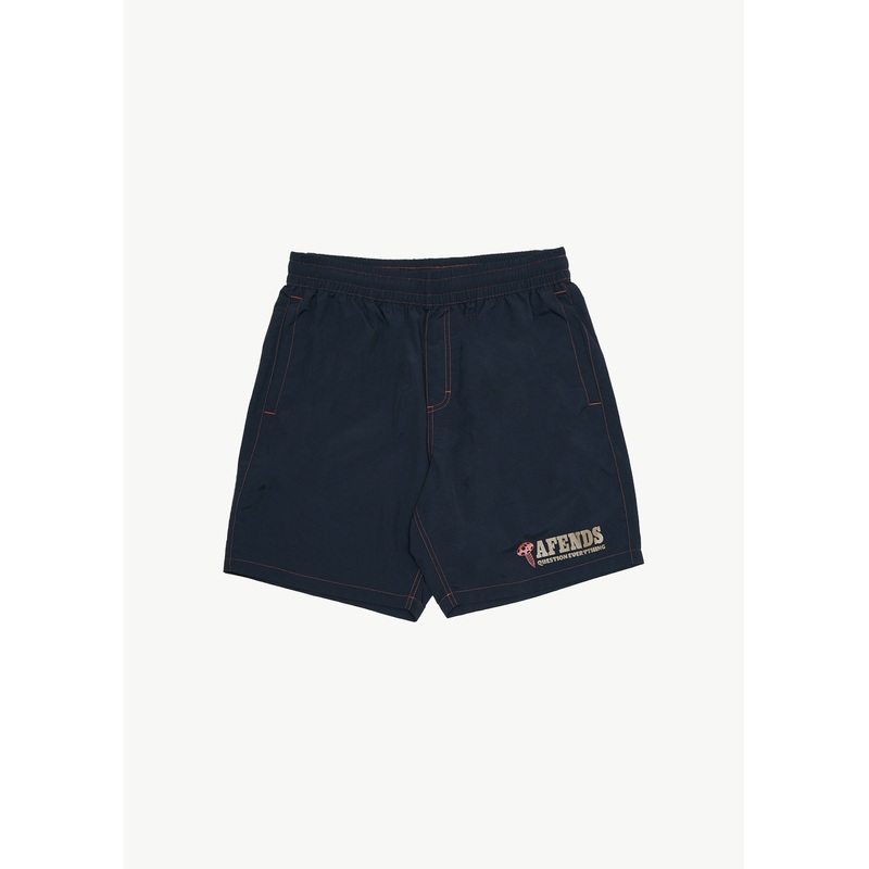 AFENDS Mens Nuts N Bolts – Baywatch Swim Short 18 – Deep Sea