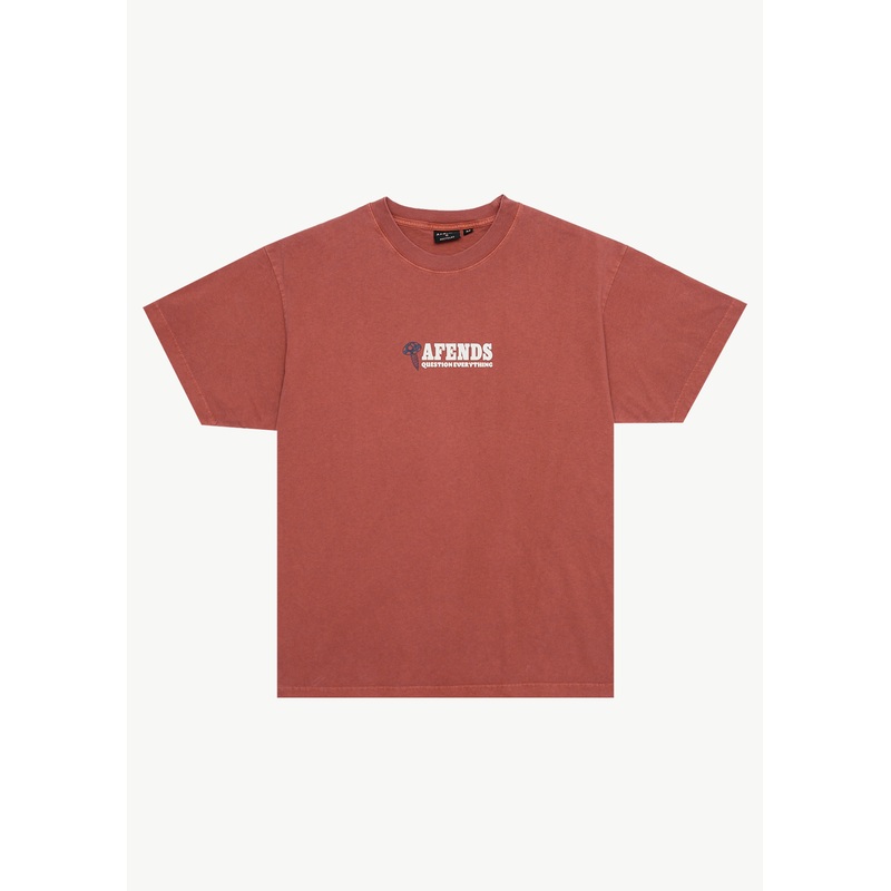 AFENDS Mens Nuts N Bolts – Heavyweight Boxy Tee – Terra