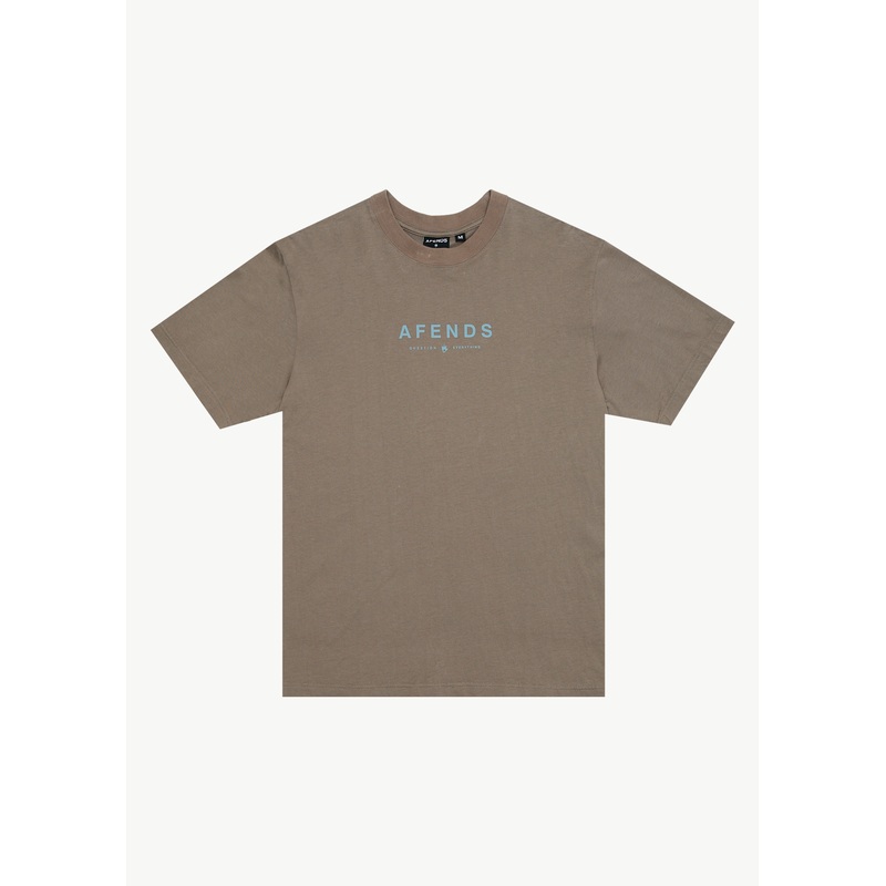 AFENDS Mens Thrown Out – Retro Tee – Fossil