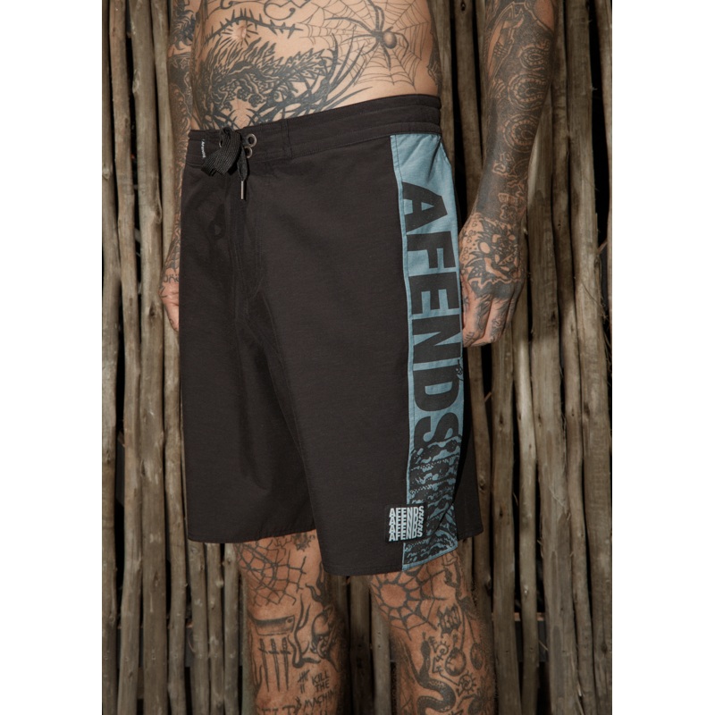 AFENDS Mens Tread – Surf Related Boardshort 20 – Black