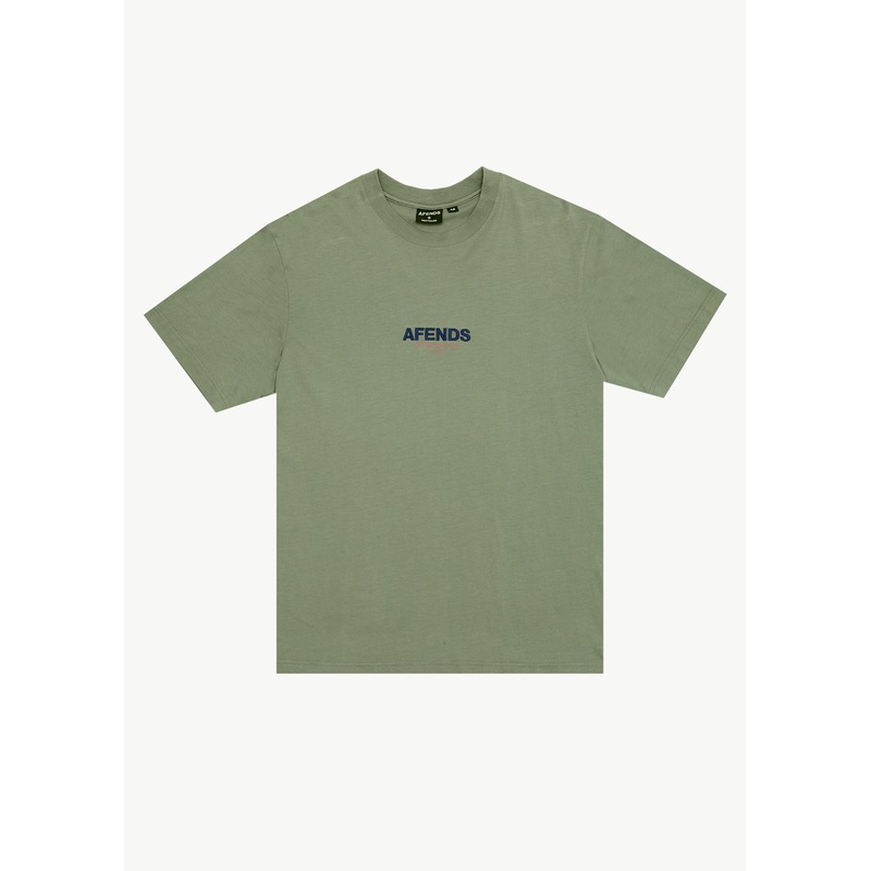 AFENDS Mens Vinyl – Retro Tee – Oil Green