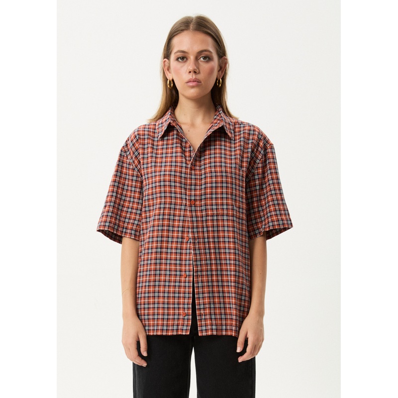 AFENDS Mens Wrecked – Short Sleeve Shirt – Terra