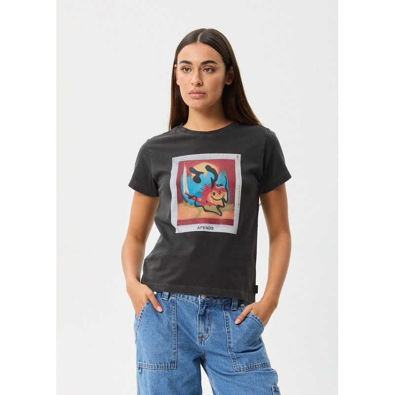AFENDS Womens Apocalypso – Regular Tee – Stone Black