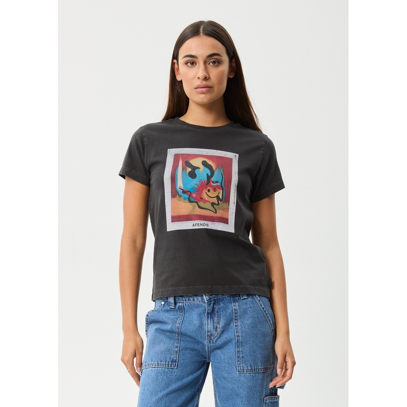AFENDS Womens Apocalypso – Regular Tee – Stone Black