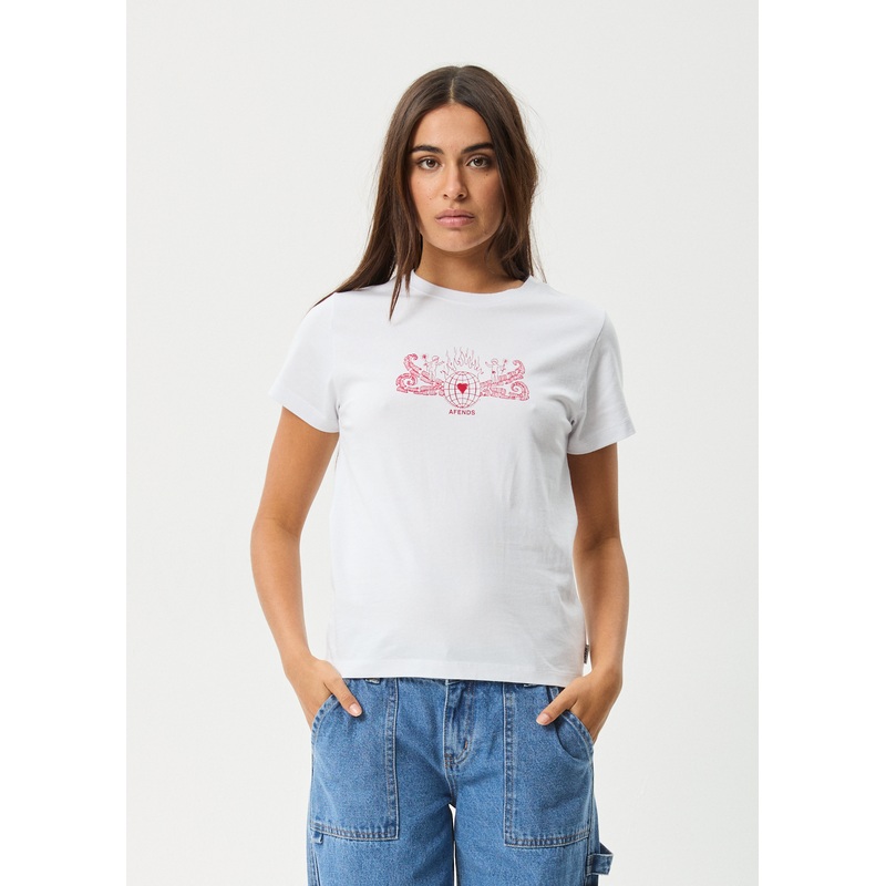 AFENDS Womens Bonfire – Regular Tee – White