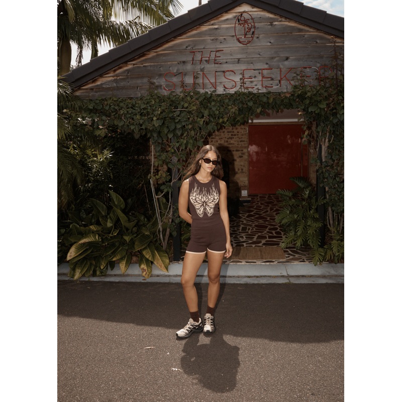 AFENDS Womens Set Fire – Knit Tank – Coffee