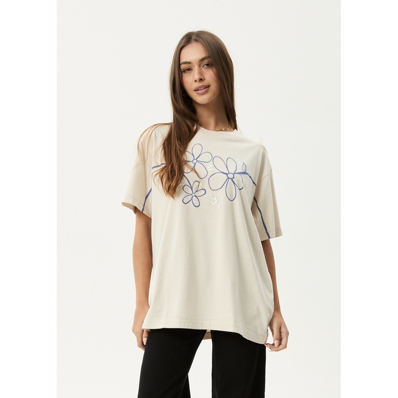 AFENDS Womens Tranquil – Oversized Tee – Moonbeam