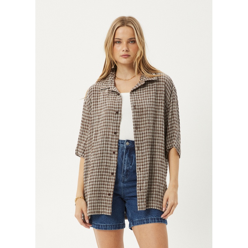 AFENDS Mens Base – Short Sleeve Shirt – Coffee Check