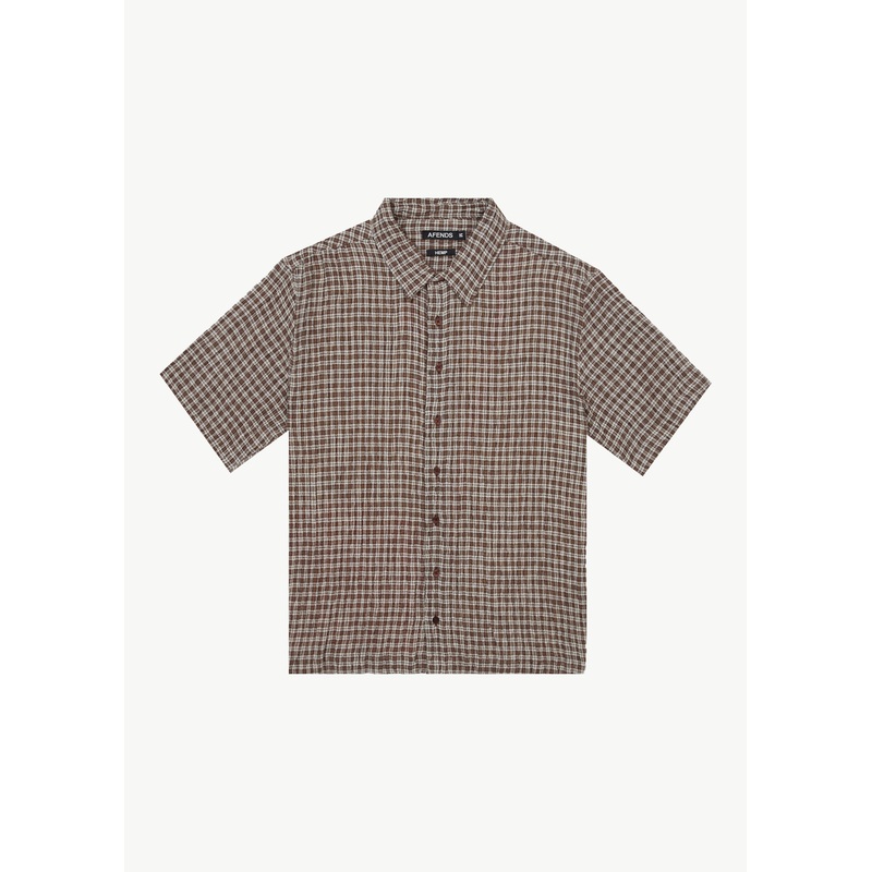 AFENDS Mens Base – Short Sleeve Shirt – Coffee Check