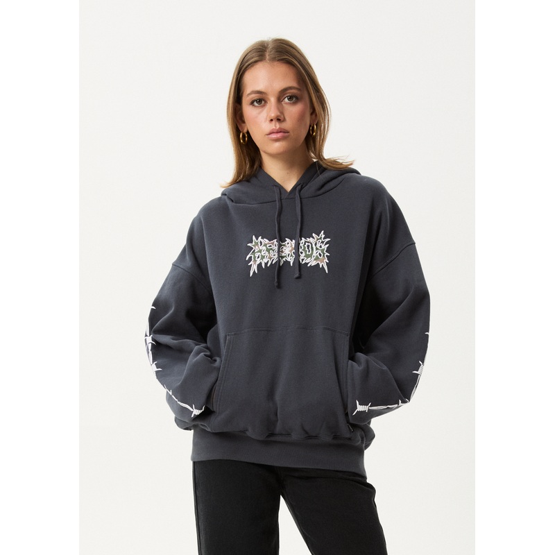 AFENDS Mens Hidden – Boxy Hoodie – Charcoal