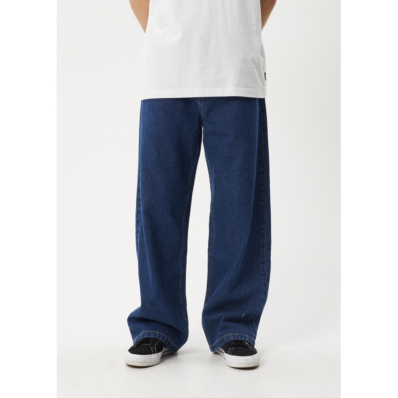 AFENDS Mens Pablo – Denim Baggy Jean – Authentic Blue