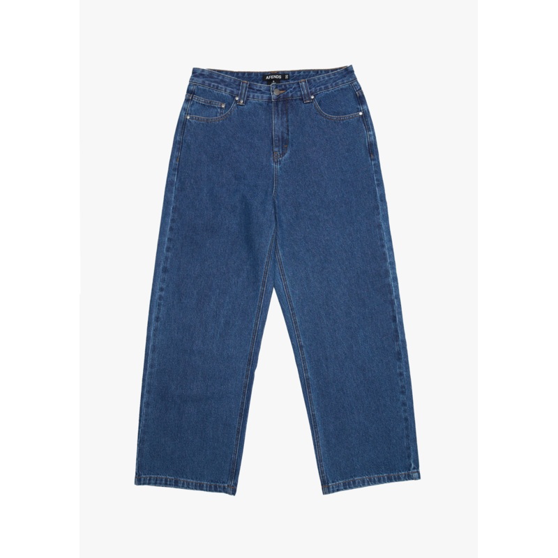 AFENDS Mens Pablo – Denim Baggy Jean – Authentic Blue