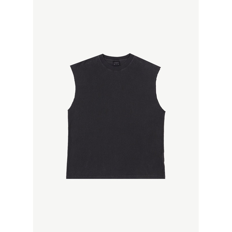AFENDS Mens Vacation – Sleeveless Tee – Stone Black