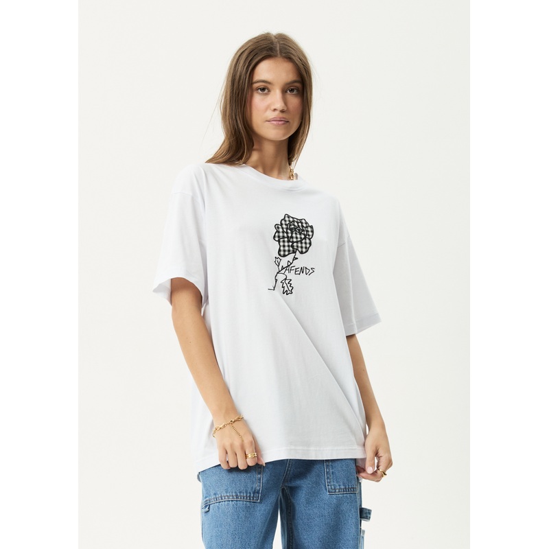 AFENDS Womens Patches –  Oversized Tee – White
