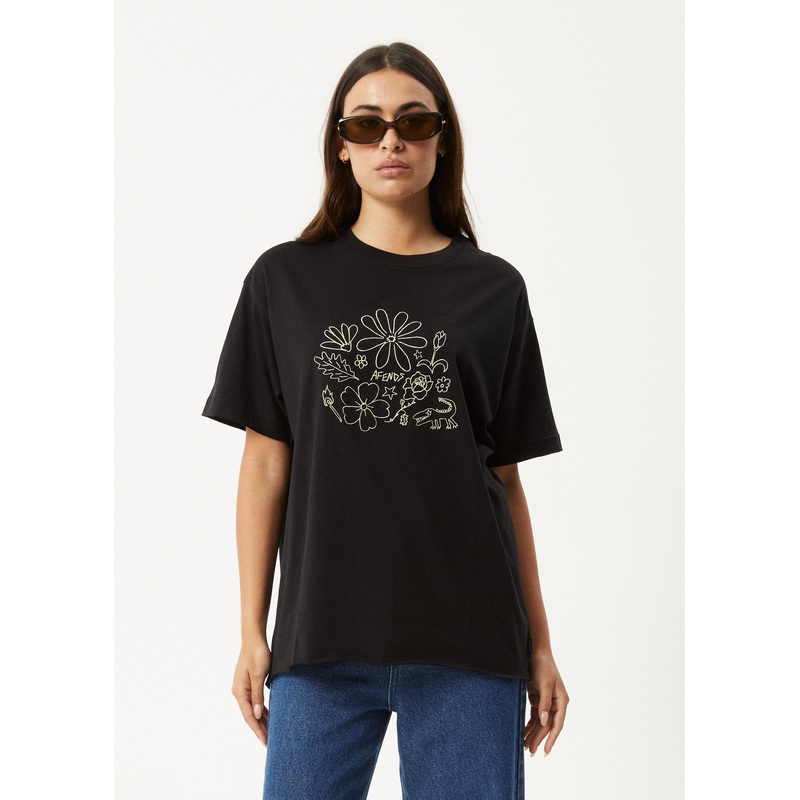 AFENDS Womens Shapes –  Oversized Tee – Black