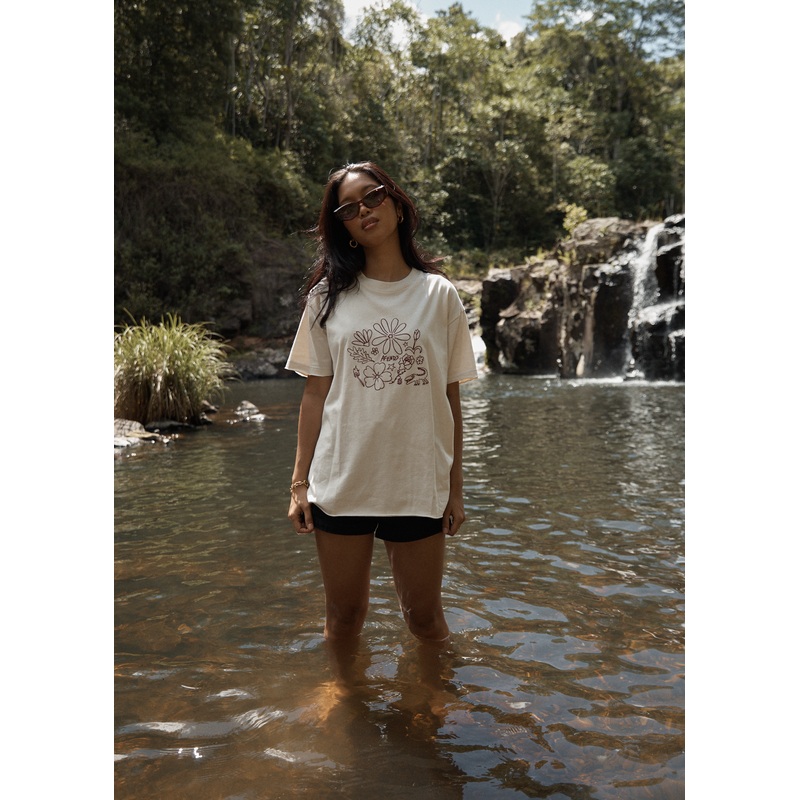 AFENDS Womens Shapes –  Oversized Tee – Moonbeam