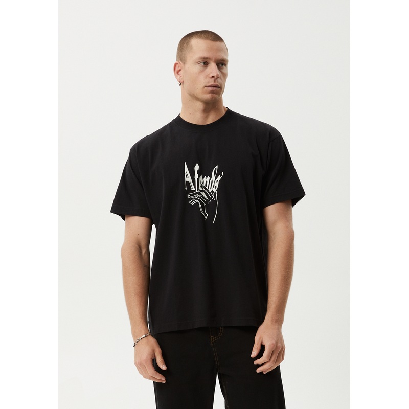 AFENDS Mens Magic Happens – Heavyweight Boxy Tee – Black