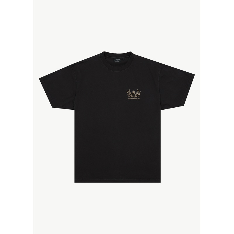AFENDS Mens Surf Related – Boxy Tee – Stone Black