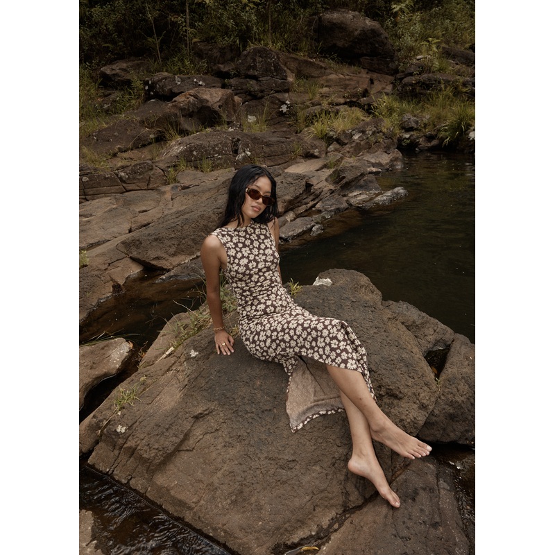 AFENDS Womens Astoria – Maxi Dress – Coffee