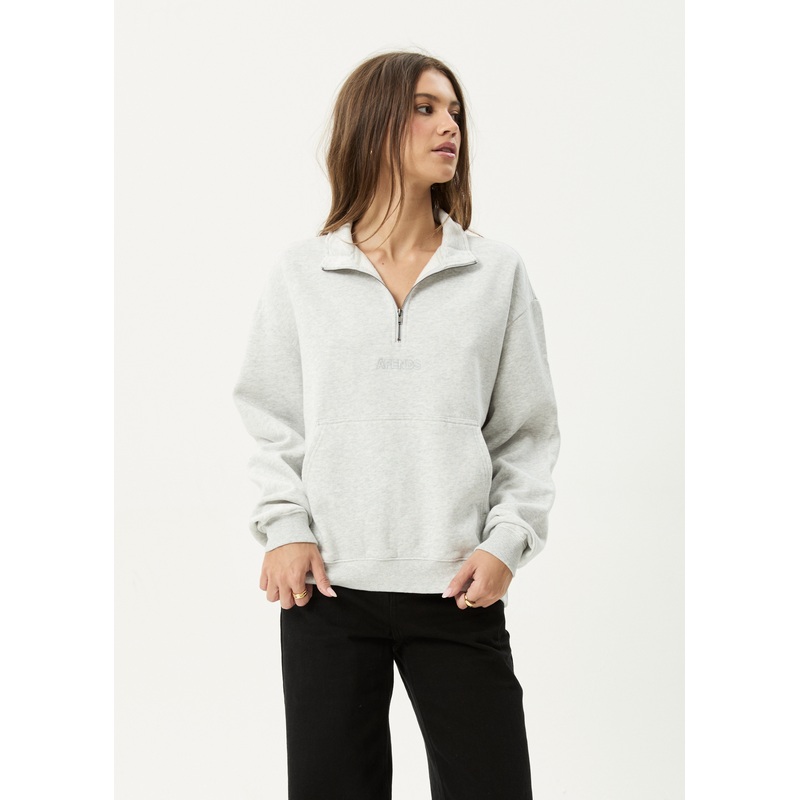 AFENDS Womens Carter –  Quarter Zip Jumper – Grey Marle