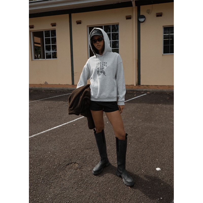 AFENDS Womens Cosmic Cow –  Hoodie – Grey Marle