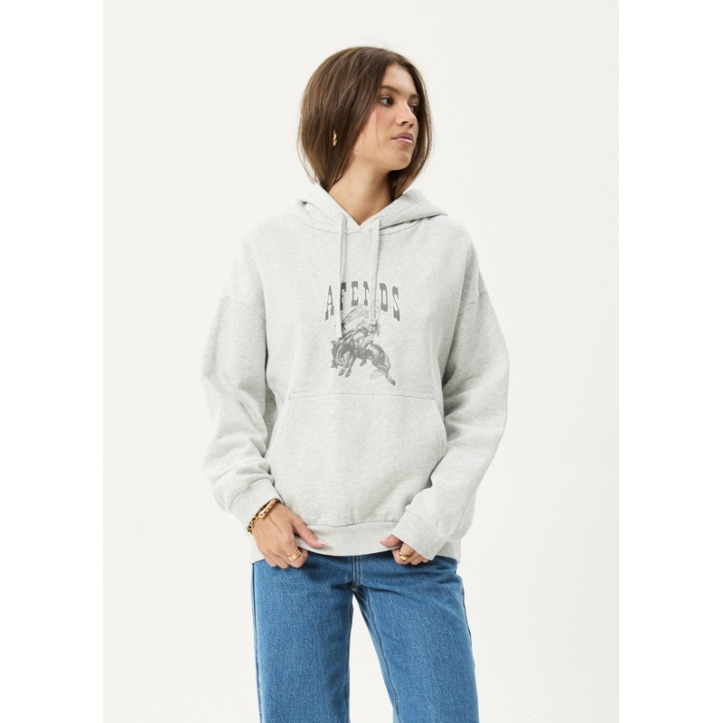 AFENDS Womens Cosmic Cow –  Hoodie – Grey Marle