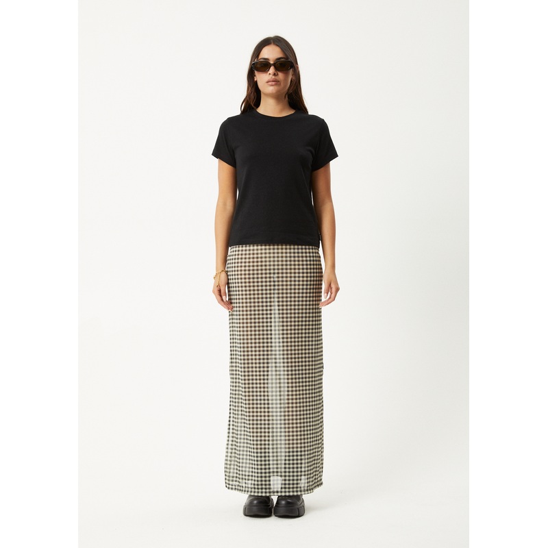 AFENDS Womens Gambet –  Sheer Maxi Skirt – Black / Sand