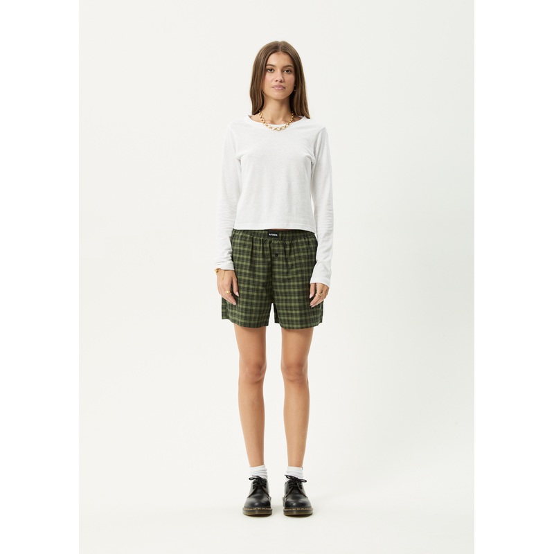 AFENDS Womens Ghost – Boxer Short – Oil Green