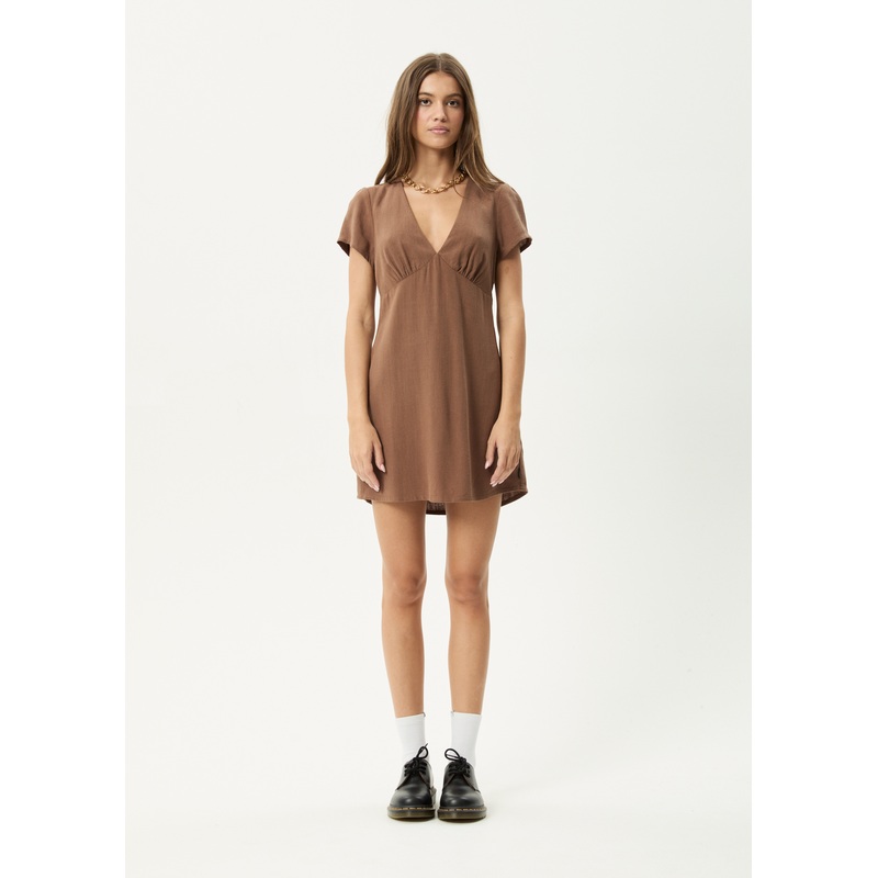 AFENDS Womens Hartley – Mini Dress – Cinnamon