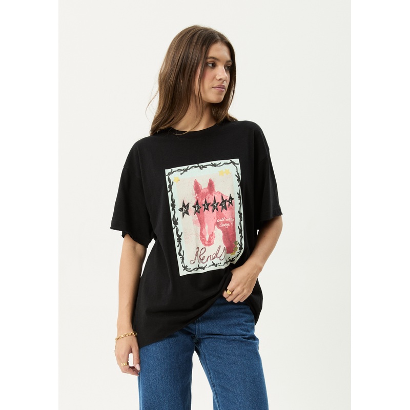 AFENDS Womens Horsegirl – Oversized Tee – Black