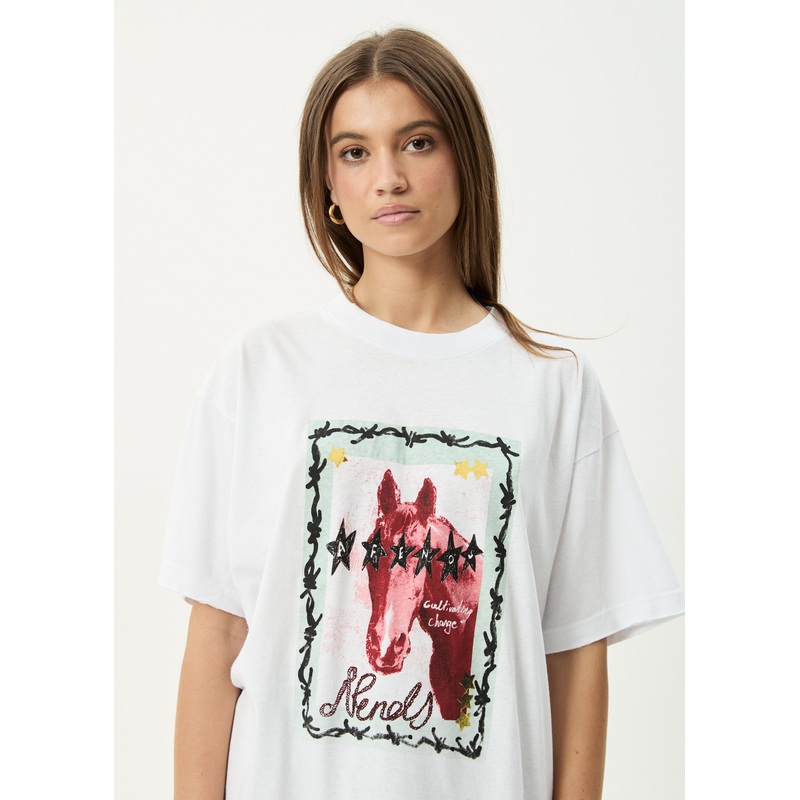 AFENDS Womens Horsegirl – Oversized Tee – White