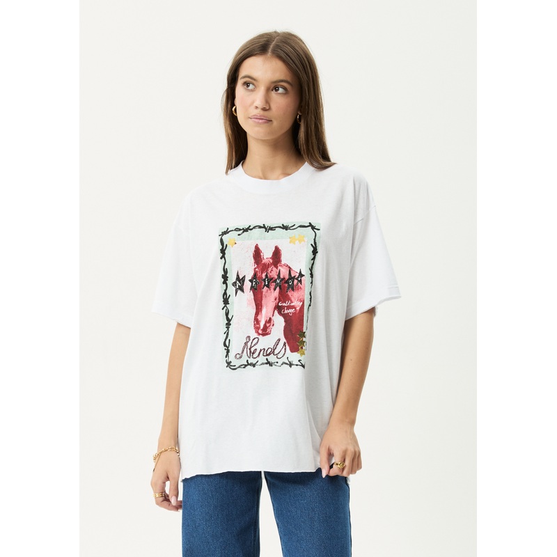 AFENDS Womens Horsegirl – Oversized Tee – White