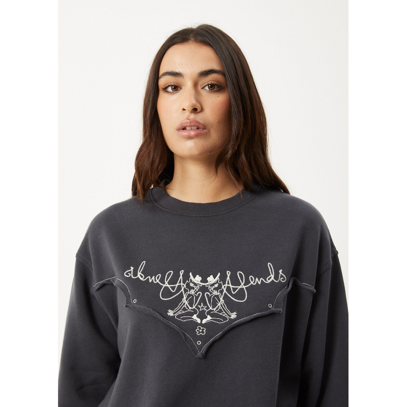 AFENDS Womens Karlee –  Crew Neck Jumper – Charcoal