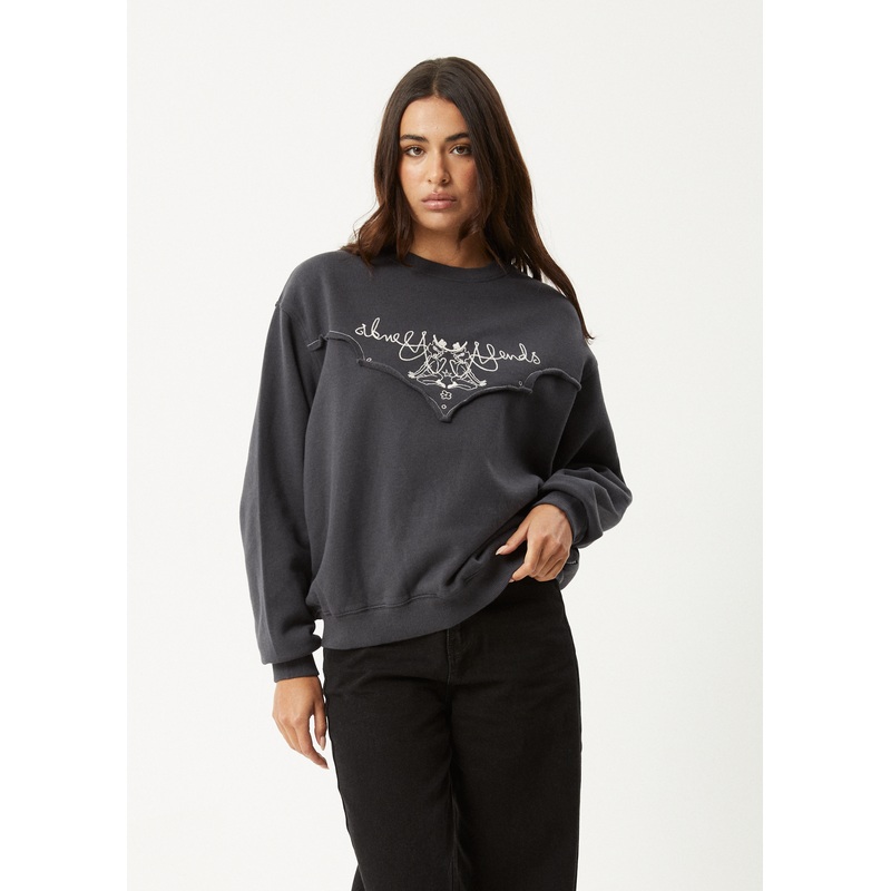 AFENDS Womens Karlee –  Crew Neck Jumper – Charcoal
