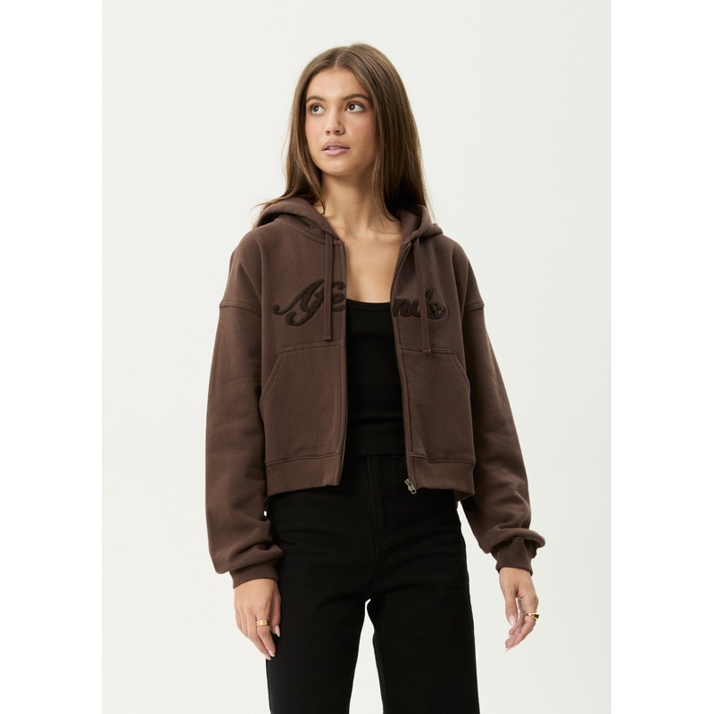 AFENDS Womens Kourt –  Zip Hood – Coffee