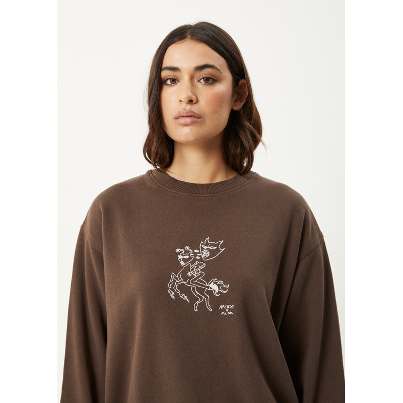 AFENDS Womens Mackie –  Crew Neck Jumper – Coffee